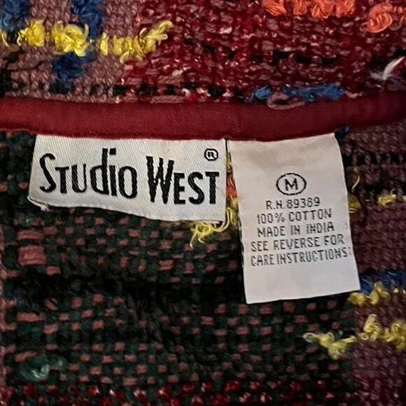 Vintage Studio West tartan Sweater Jacket - Picture 5 of 8